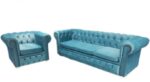 Pikowana sofa i fotel Chesterfield