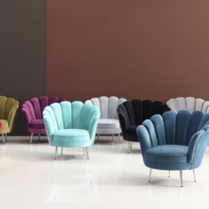 Designerski fotel muszla glam velvet